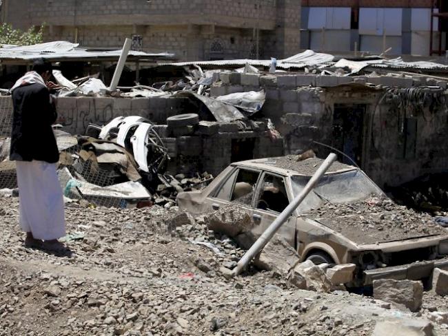Bild der Zerstörung nach Luftangriffen im Jemen